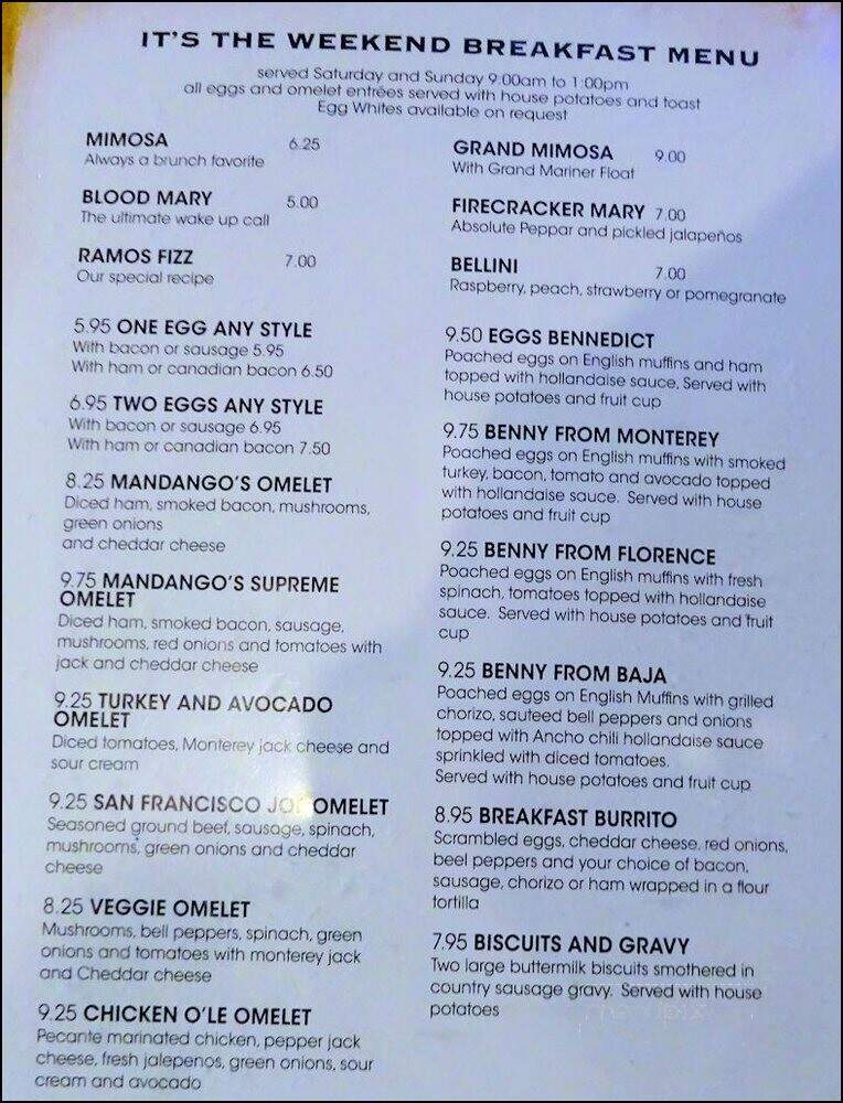 Mandango's Sports Bar & Grill - Roseville, CA menu_pic