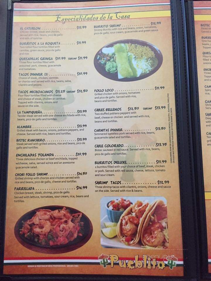 Pueblito Mexican Grill - Durham, CA menu_pic