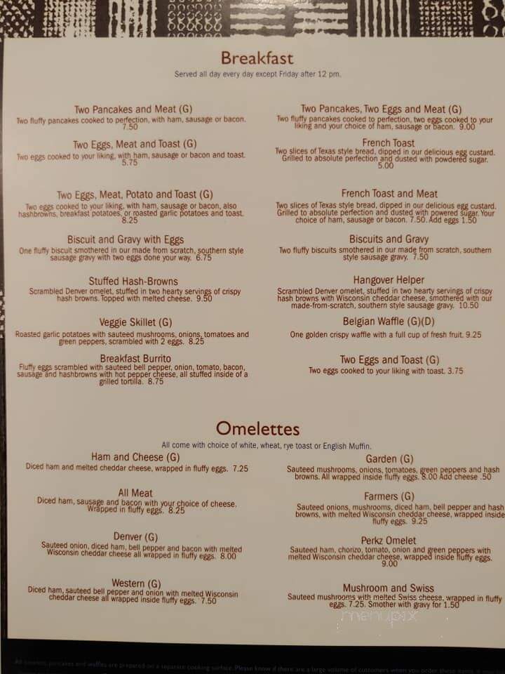 Perkz Cafe - Durand, WI menu_pic