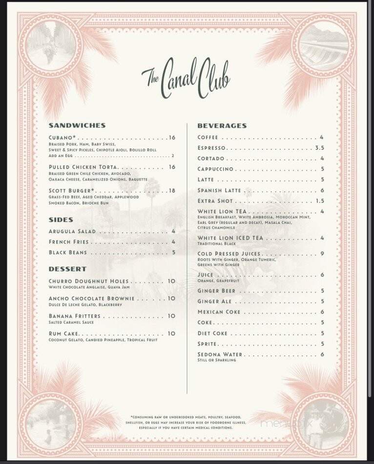 The Canal Club - Scottsdale, AZ menu_pic