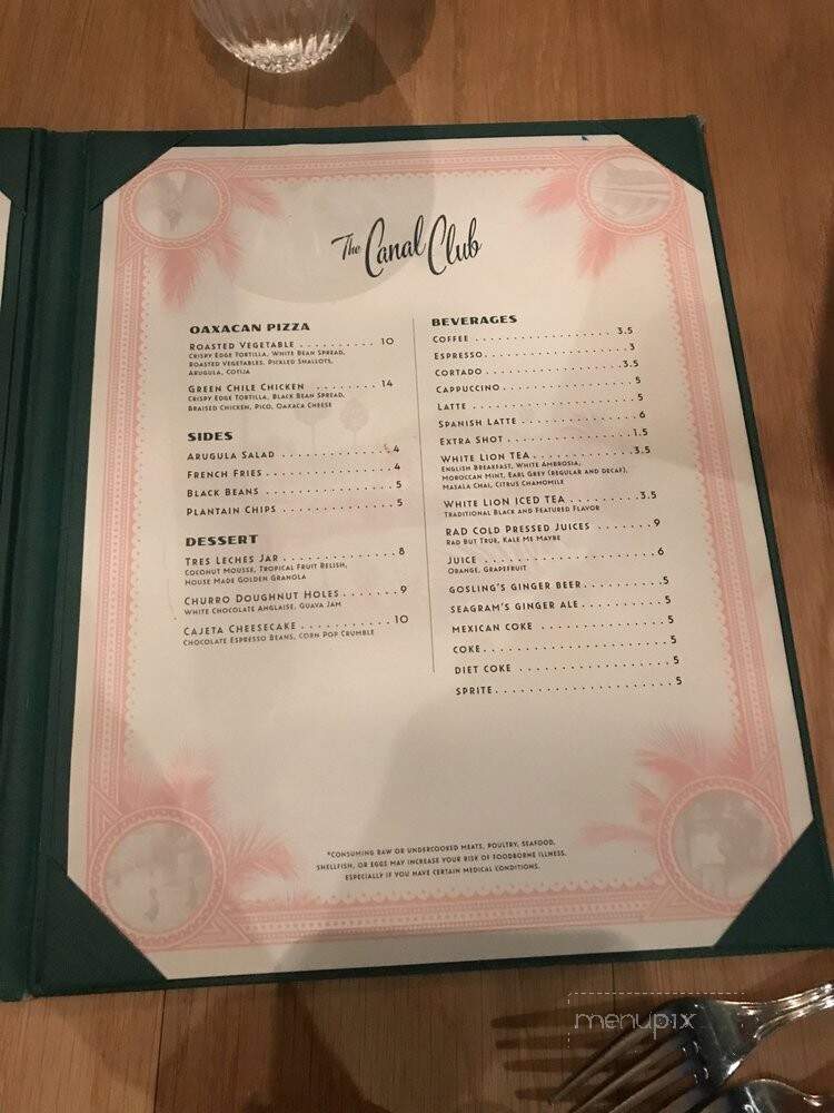 The Canal Club - Scottsdale, AZ menu_pic