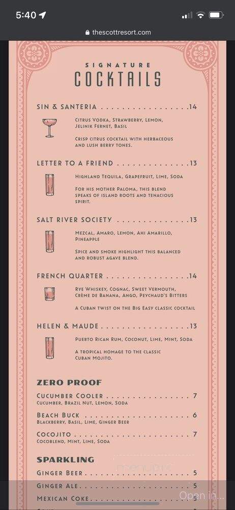The Canal Club - Scottsdale, AZ menu_pic