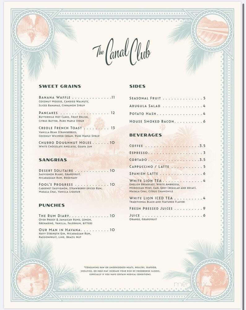 The Canal Club - Scottsdale, AZ menu_pic