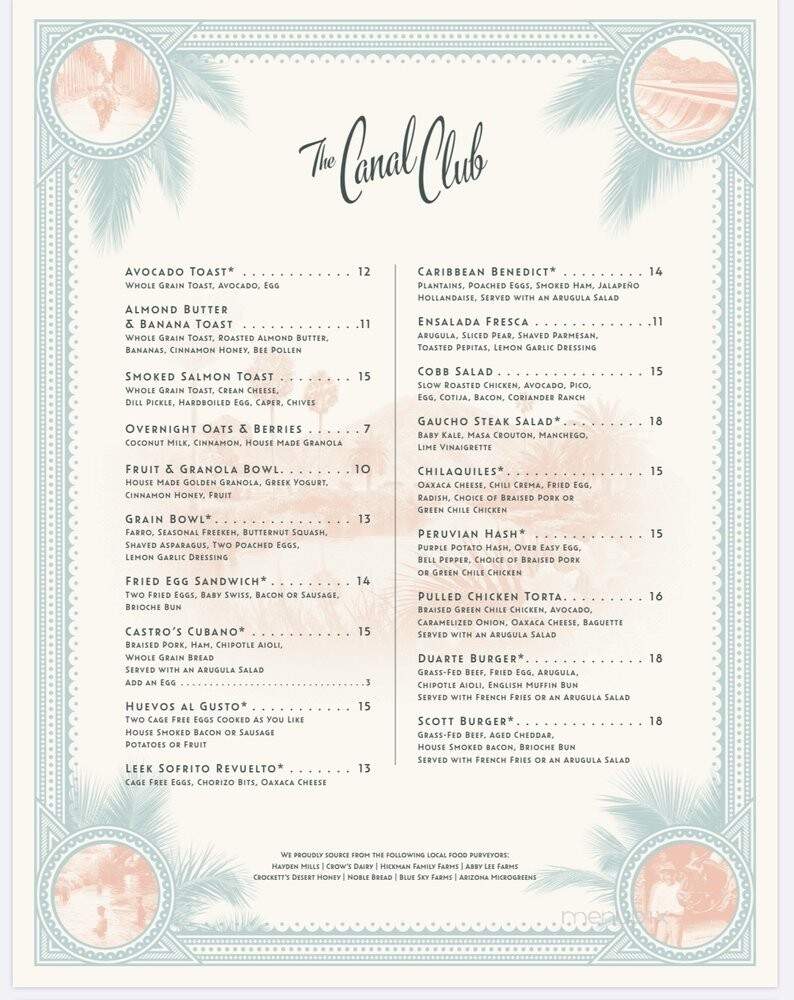 The Canal Club - Scottsdale, AZ menu_pic