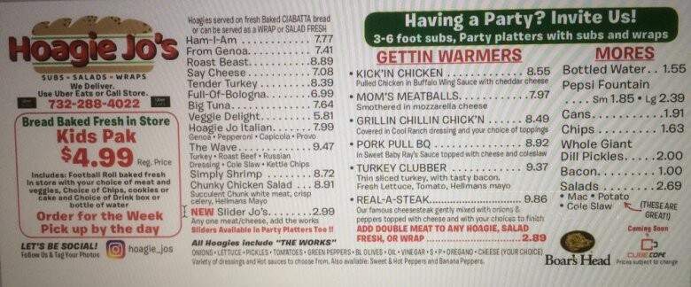 Hoagie Jo's - Manasquan, NJ menu_pic