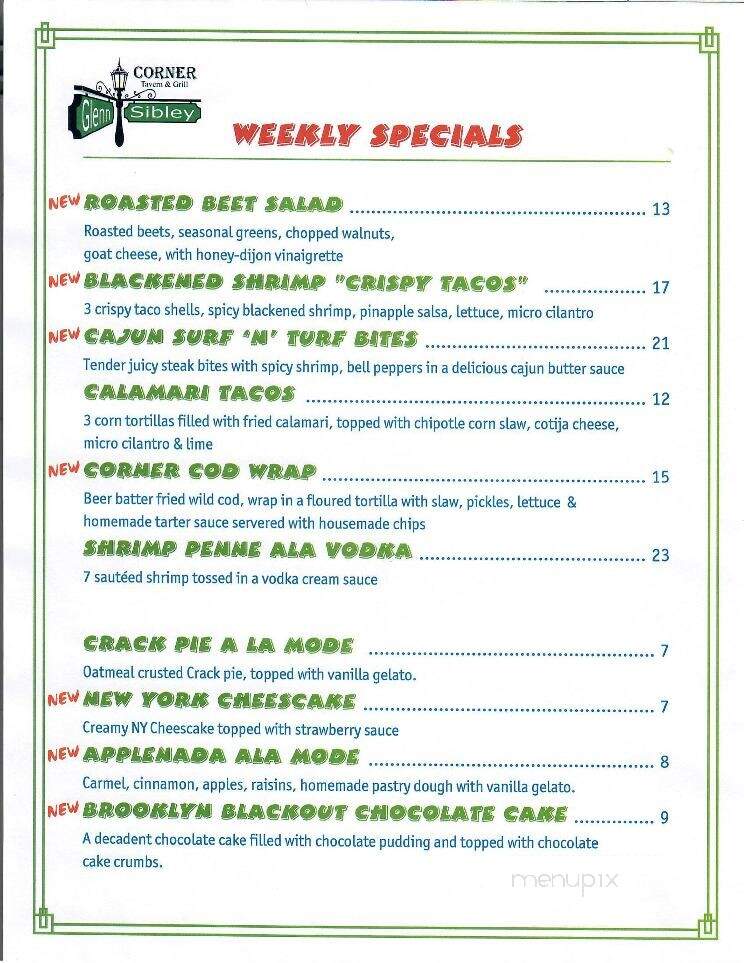 Corner Tavern & Grill - Folsom, CA menu_pic