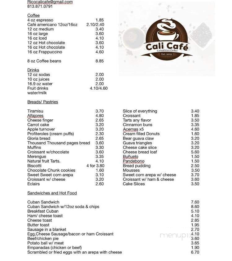 Cali Cafe - Riverview, FL menu_pic
