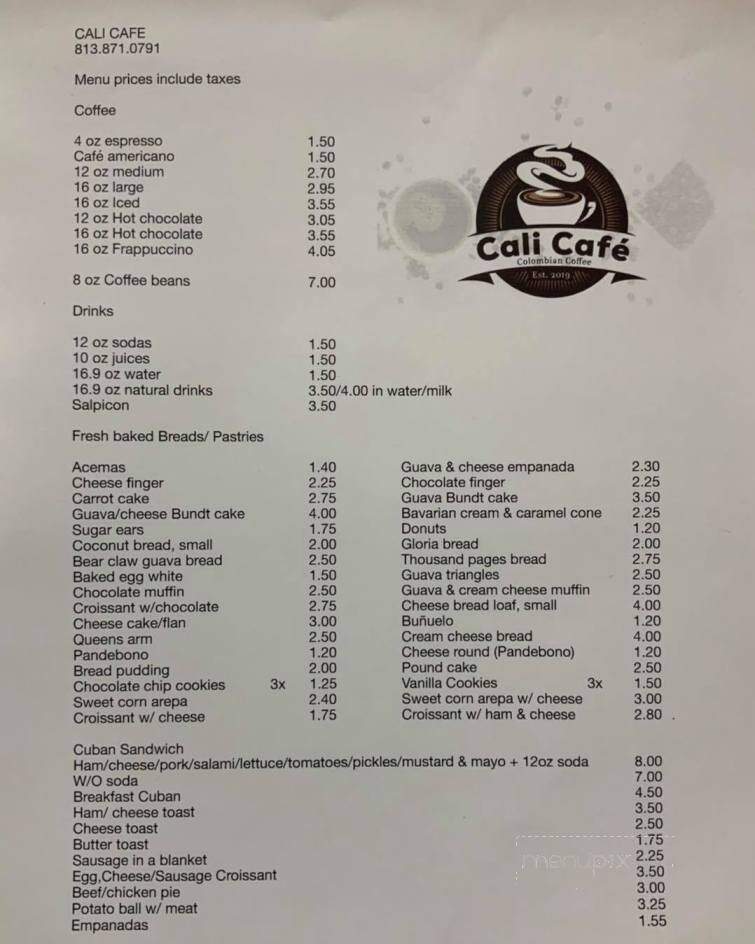 Cali Cafe - Riverview, FL menu_pic