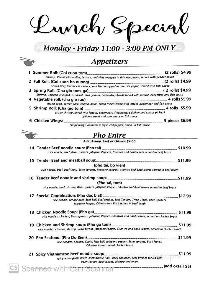 Phoenix Vietnamese Cuisine - Derby, CT menu_pic