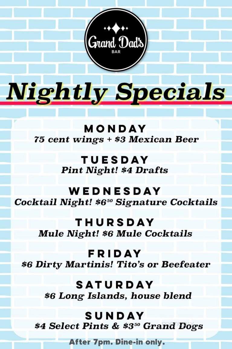 Grand Dad's Bar - Wyandotte, MI menu_pic