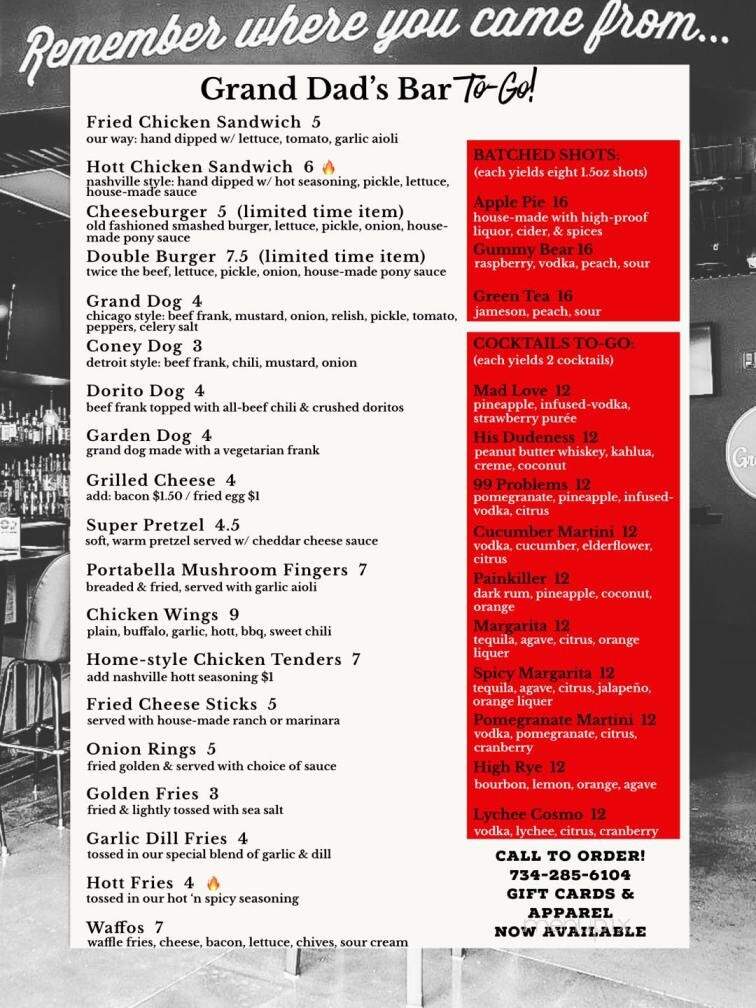 Grand Dad's Bar - Wyandotte, MI menu_pic