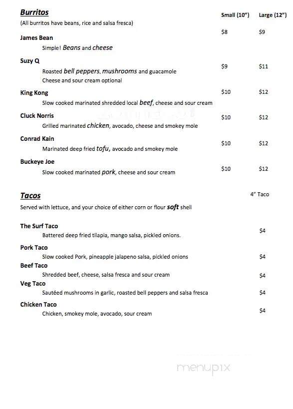 Leo Burrito - Radium Hot Springs, BC menu_pic