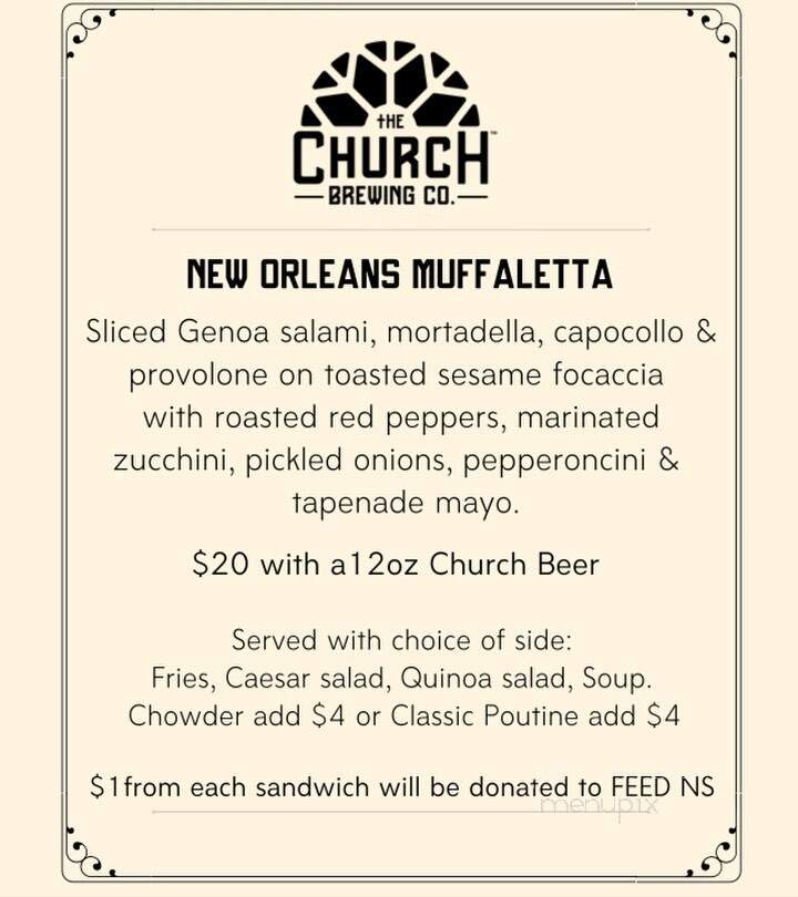 The Church Brewing - Wolfville, NS menu_pic