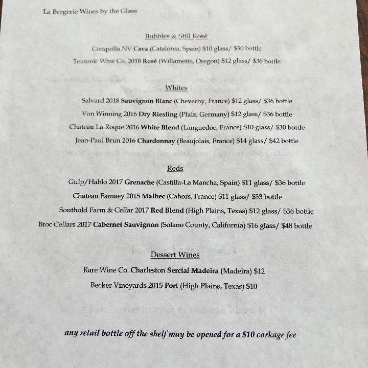 La Bergerie - Fredericksburg, TX menu_pic