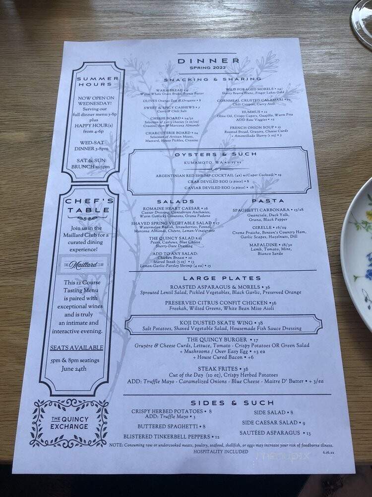 The Quincy Exchange - Corning, NY menu_pic