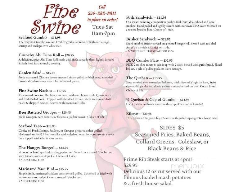 Fine Swine - Saint James City, FL menu_pic