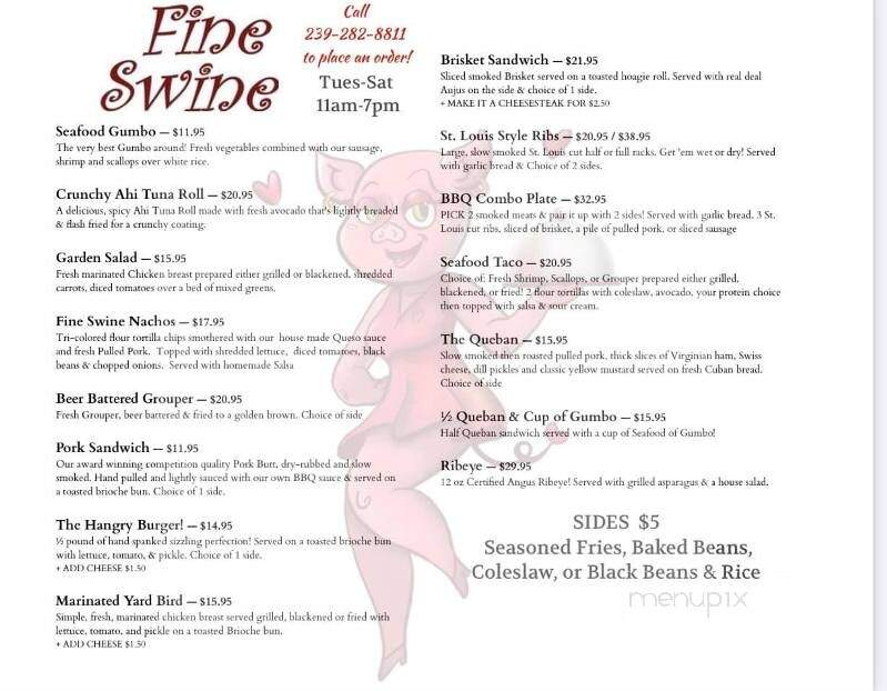 Fine Swine - Saint James City, FL menu_pic