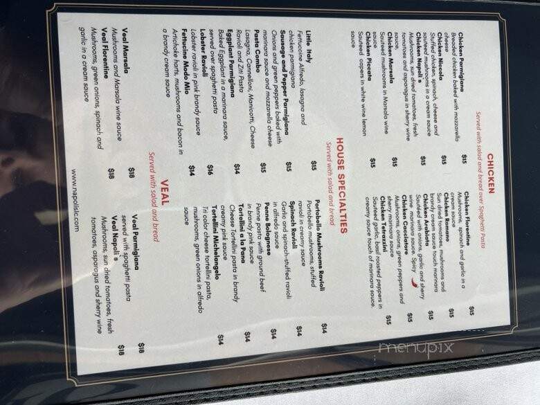Napoli's Italian Restaurant - South Ogden, UT menu_pic