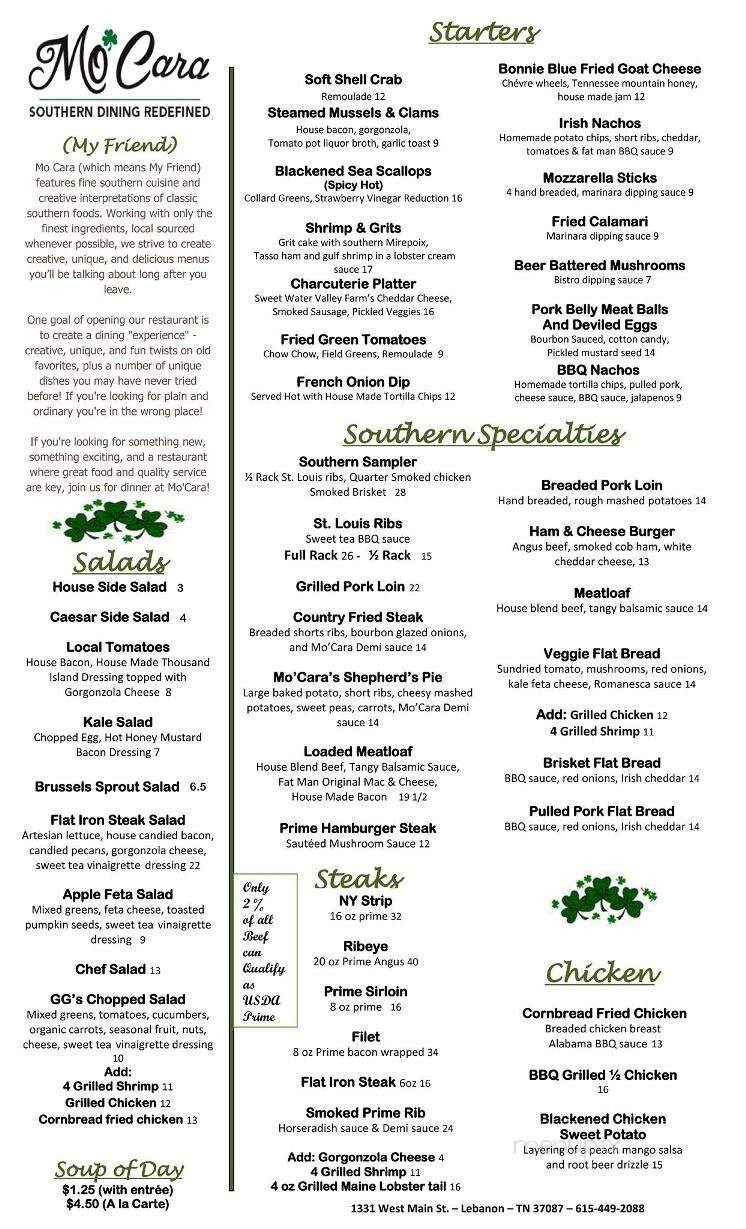 Mo'Cara - Lebanon, TN menu_pic