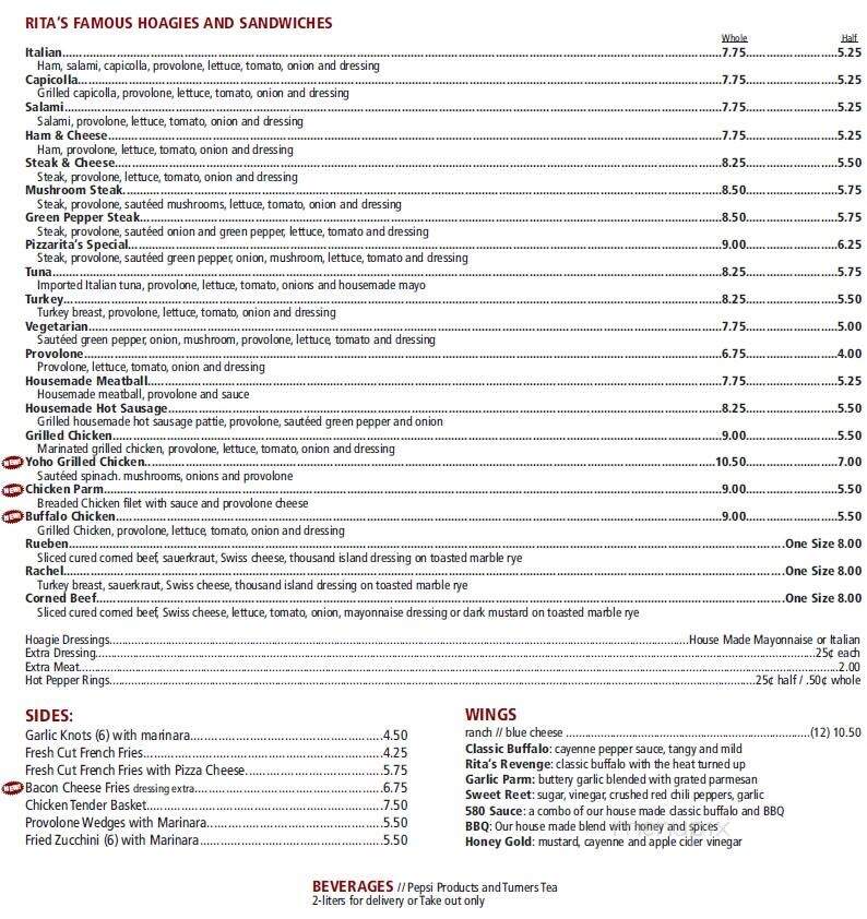 Pizzarita - Allison Park, PA menu_pic