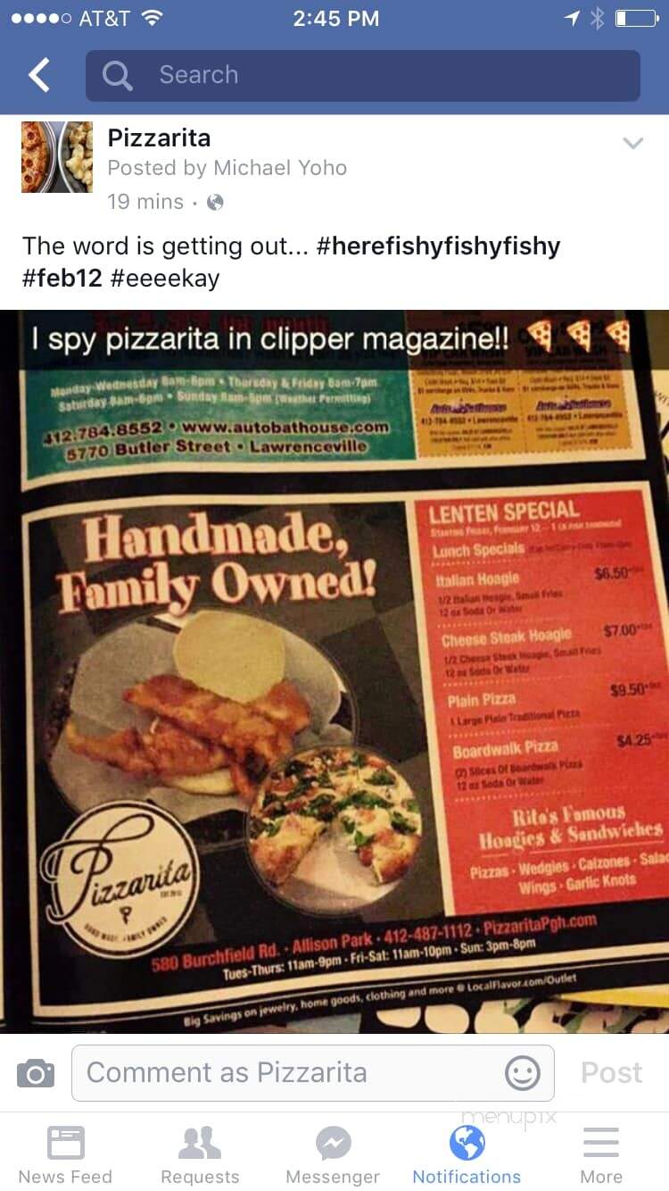 Pizzarita - Allison Park, PA menu_pic