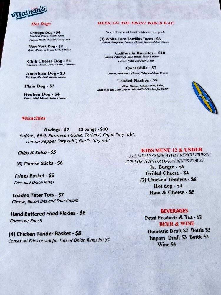 The Front Porch - Panama City Beach, FL menu_pic