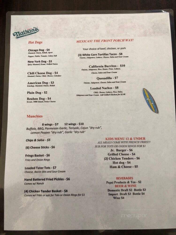 The Front Porch - Panama City Beach, FL menu_pic
