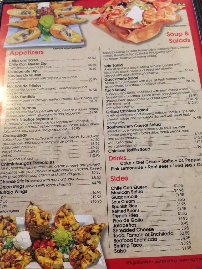 Saritas grill and cantina - Hammond, LA menu_pic
