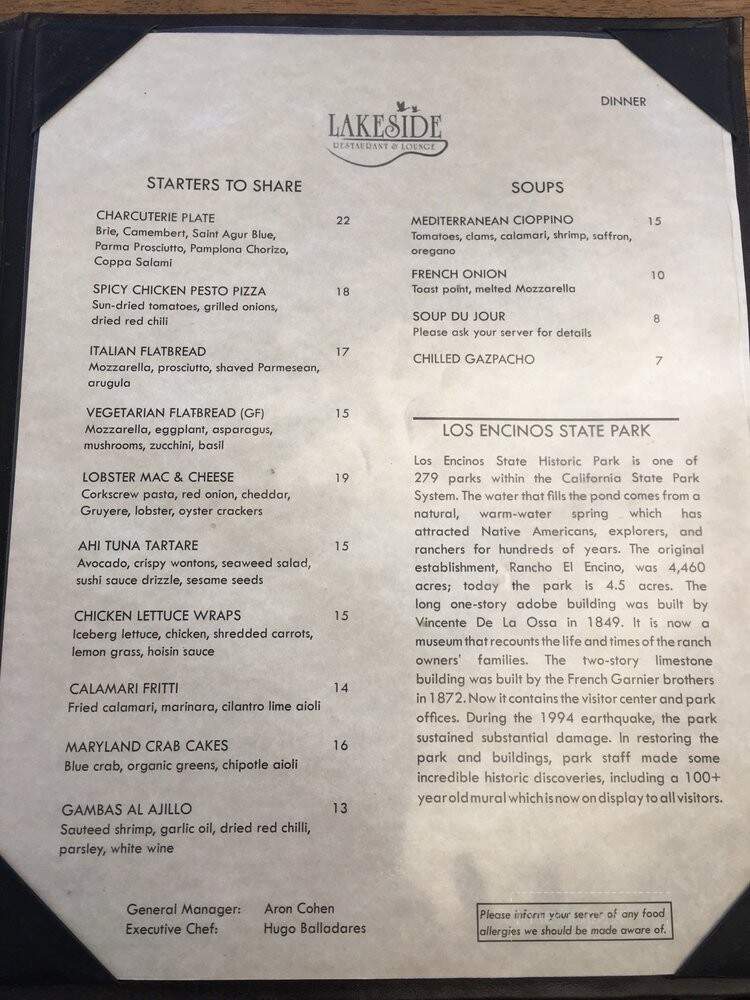 Lakeside Cafe - Encino, CA menu_pic
