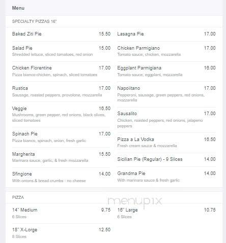 Francesca's Pizzeria - Rivervale, NJ menu_pic