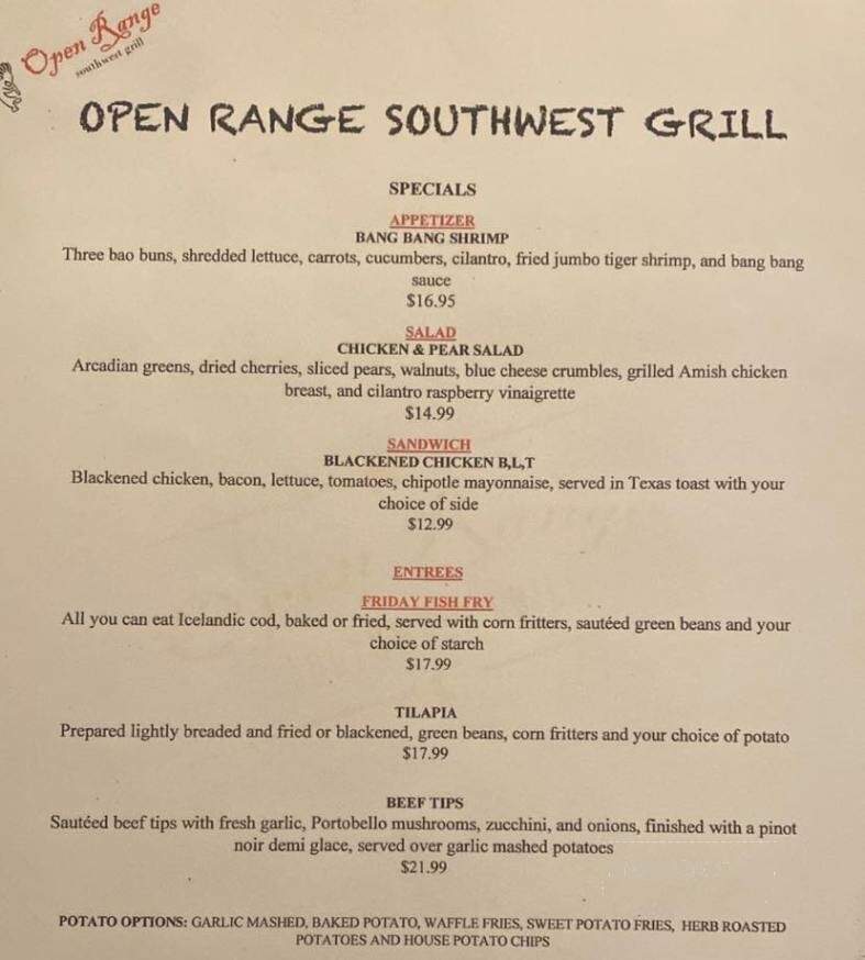 Open Range Southwest Grill - Sugar Grove, IL