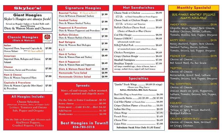 Skyler's Hoagies - Mount Laurel, NJ menu_pic