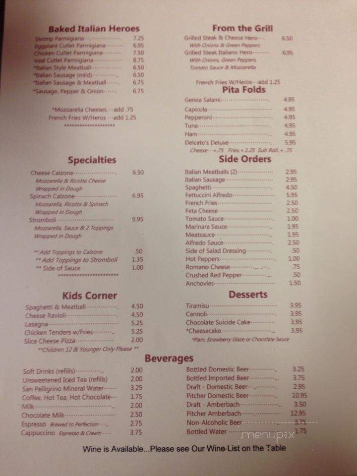 Delcato's Pizza & Italian - Ormond Beach, FL menu_pic