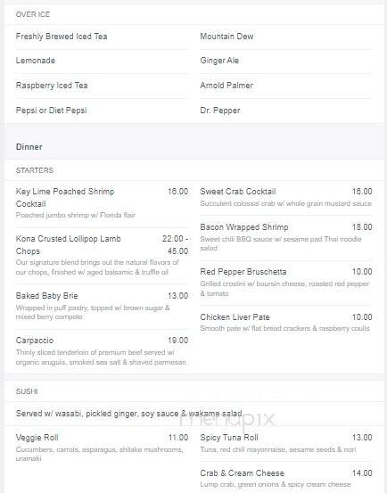 Packard's Steak House - Palm Harbor, FL menu_pic