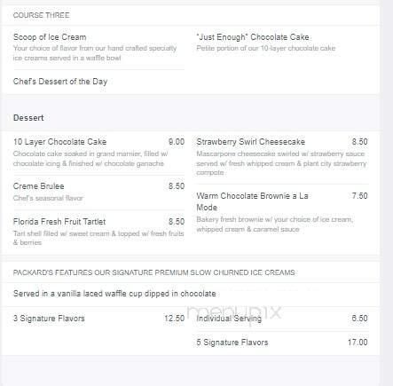 Packard's Steak House - Palm Harbor, FL menu_pic
