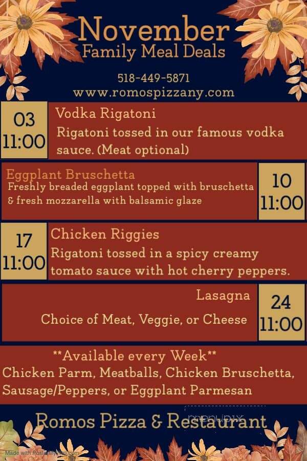 Romo's - Glenmont, NY menu_pic