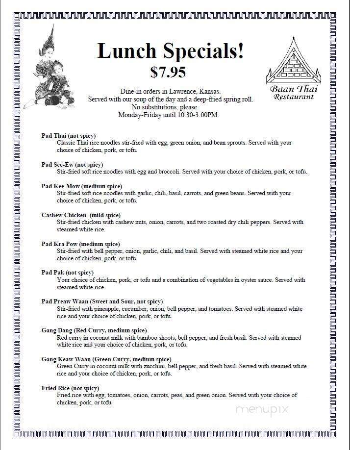 Baan Thai - Leavenworth, KS menu_pic