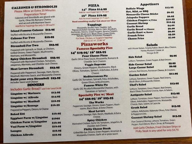 Pizza Works - Big Pine Key, FL menu_pic