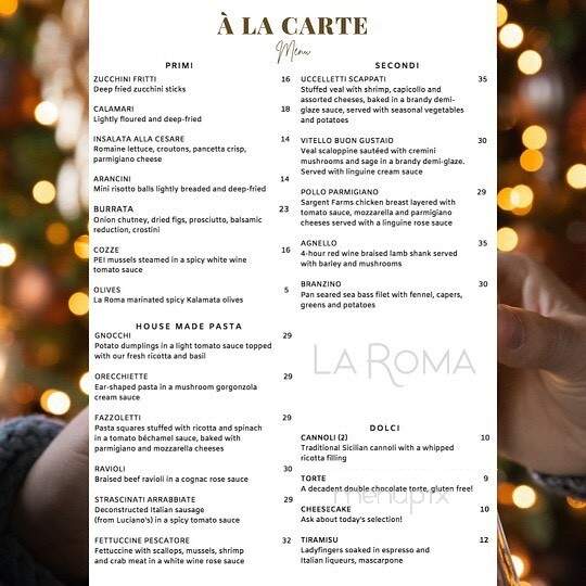 La Roma Restaurant - Ottawa, ON menu_pic