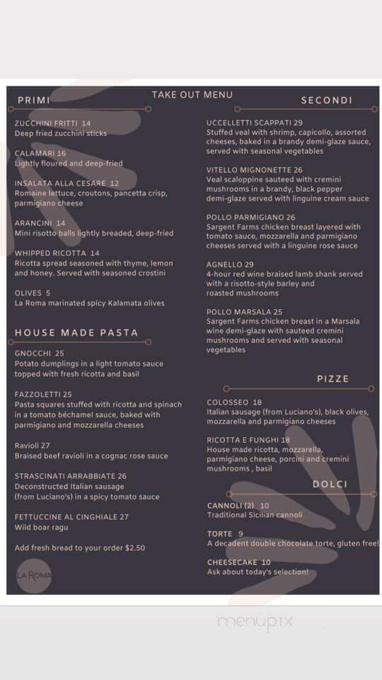 La Roma Restaurant - Ottawa, ON menu_pic