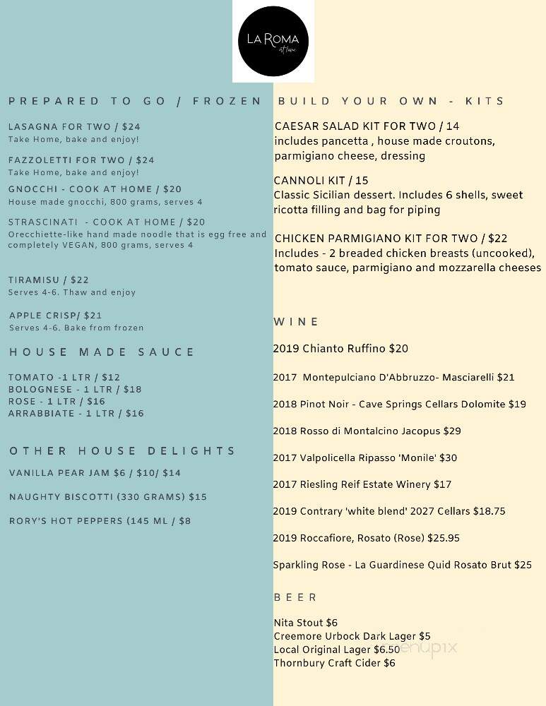 La Roma Restaurant - Ottawa, ON menu_pic