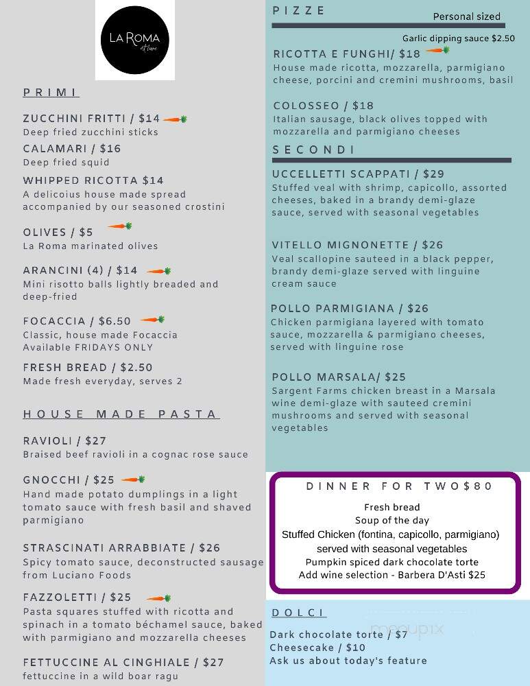 La Roma Restaurant - Ottawa, ON menu_pic