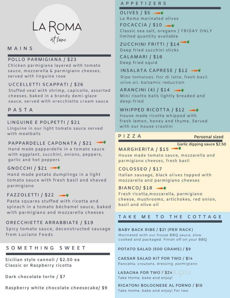 La Roma Restaurant - Ottawa, ON menu_pic