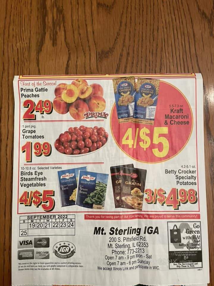 Mt Sterling Iga - Mount Sterling, IL menu_pic