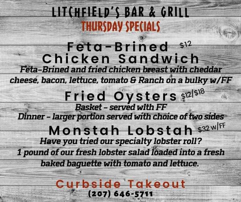 Litchfield's Restaurant - Wells, ME menu_pic