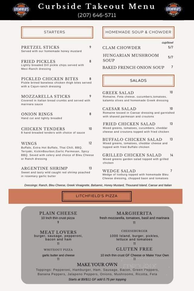 Litchfield's Restaurant - Wells, ME menu_pic