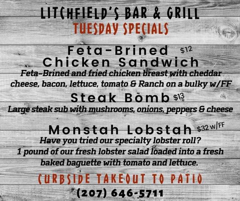 Litchfield's Restaurant - Wells, ME menu_pic