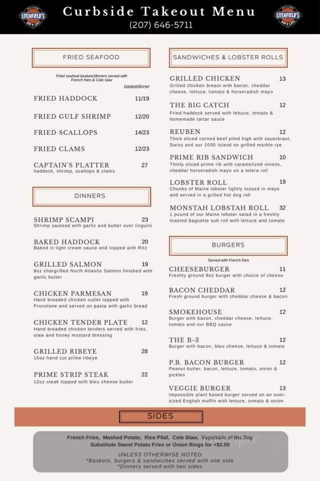 Litchfield's Restaurant - Wells, ME menu_pic