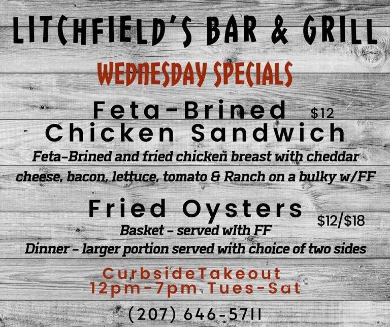 Litchfield's Restaurant - Wells, ME menu_pic