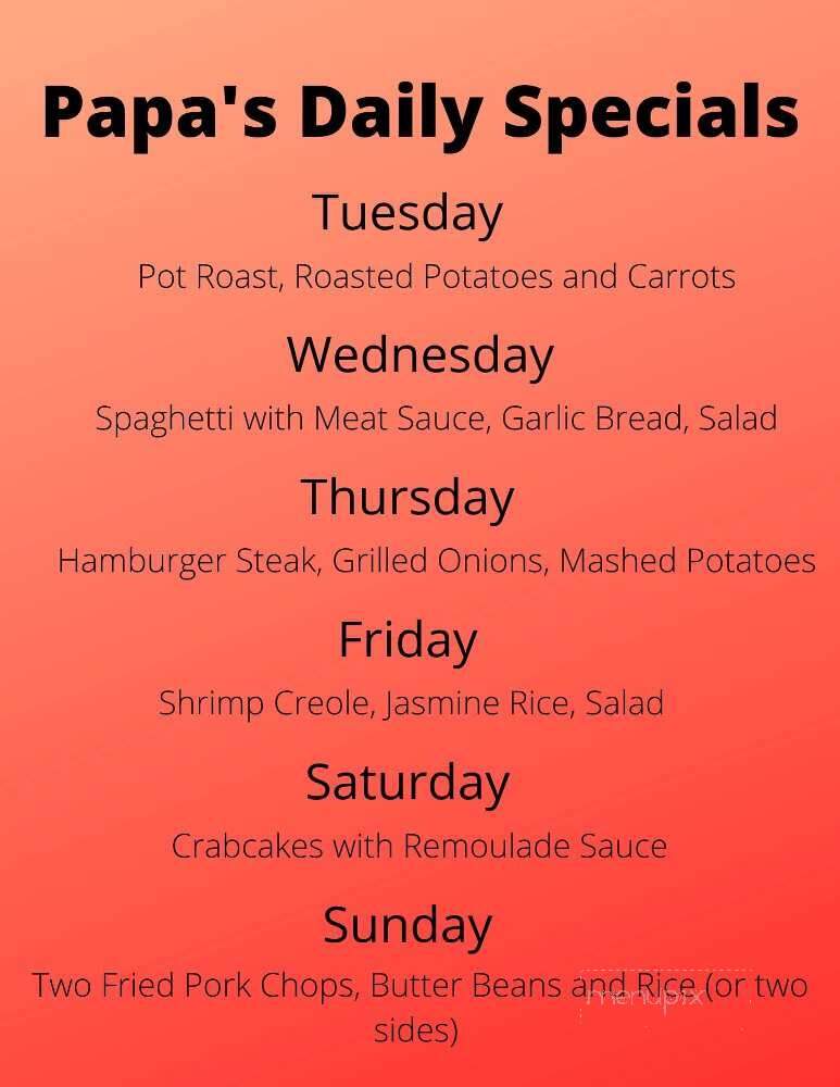 Papa's Bar-B-Que & Seafood - Savannah, GA menu_pic